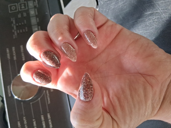 Nail polish swatch / manicure of shade Sparkle and Co. Rose Gold Fierce