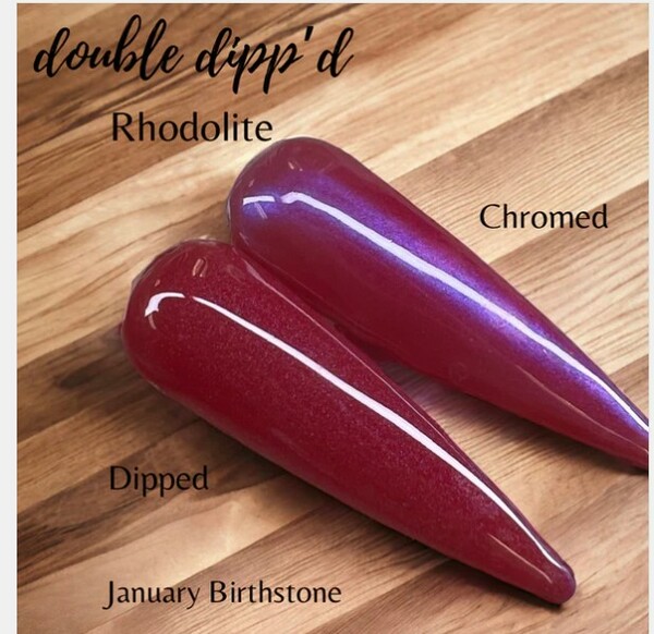 Nail polish swatch / manicure of shade Double Dipp'd Rhodolite