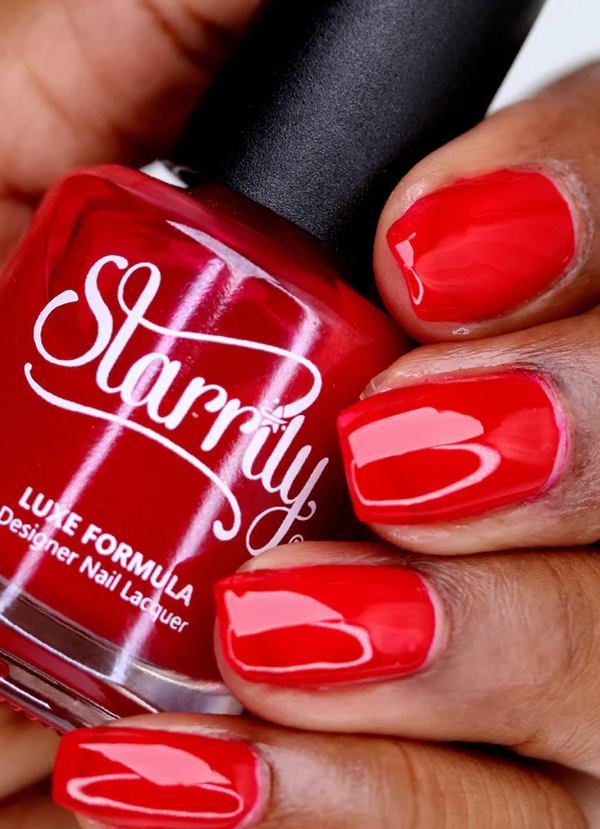 Nail polish swatch / manicure of shade Starrily Flame Jelly