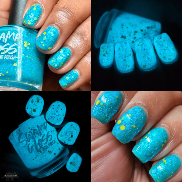 Nail polish swatch / manicure of shade Swamp Gloss Snick Snack