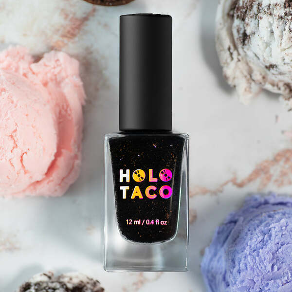 Nail polish swatch / manicure of shade Holo Taco Black Flake Taco