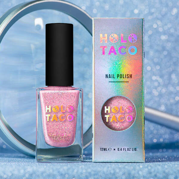 Nail polish swatch / manicure of shade Holo Taco Blush Money