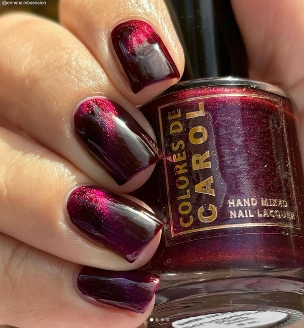 Nail polish swatch / manicure of shade Colores de Carol Scrumptious Plum