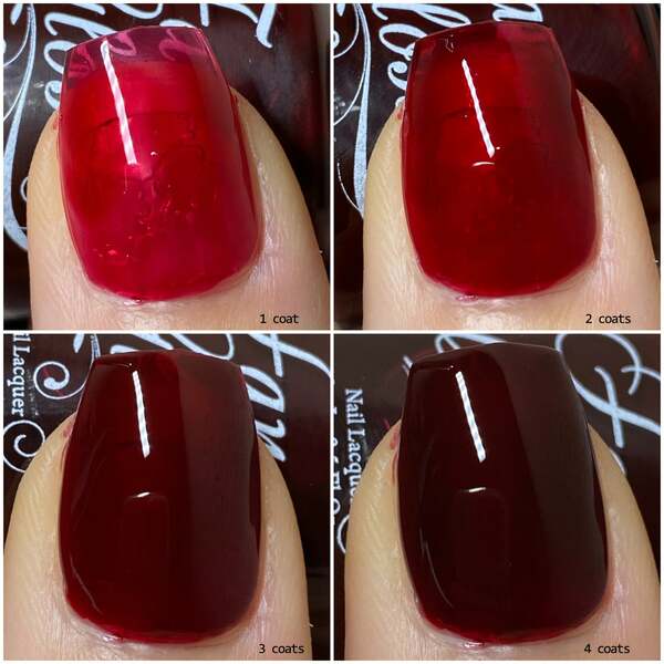 Nail polish swatch / manicure of shade Fancy Gloss Thick as Blood