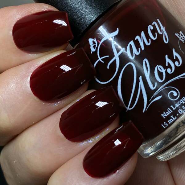 Nail polish swatch / manicure of shade Fancy Gloss Thick as Blood