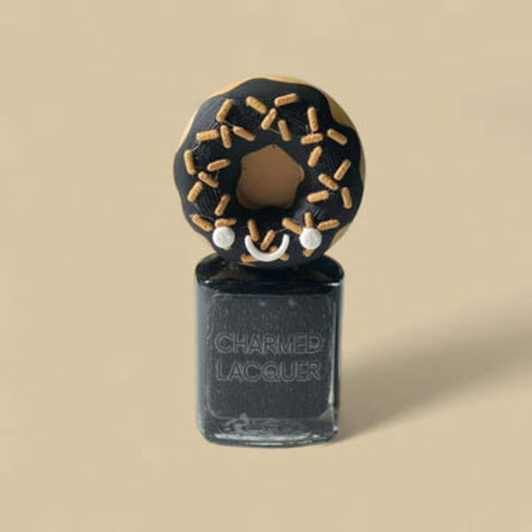 Nail polish swatch / manicure of shade Charmed lacquer Frosted chocolate donut