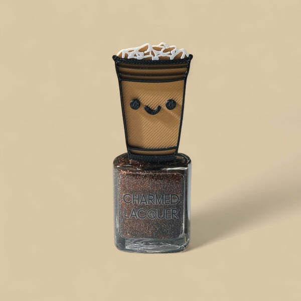 Nail polish swatch / manicure of shade Charmed lacquer Iced coffee