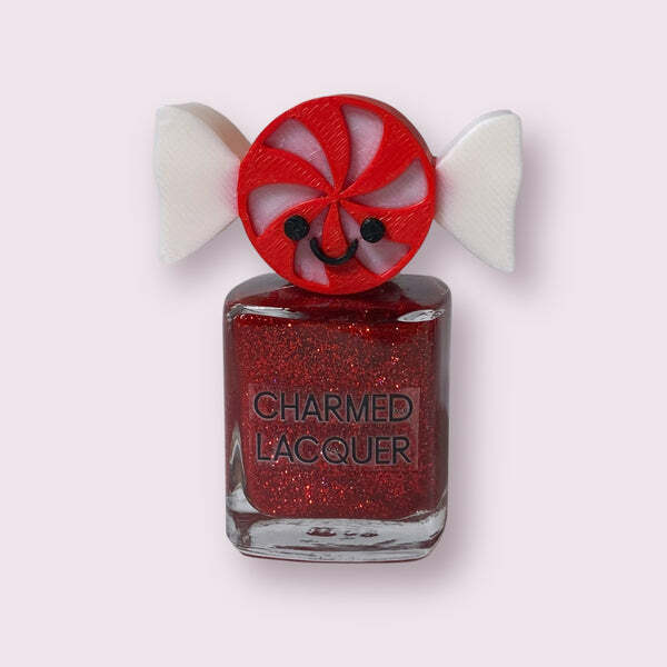Nail polish swatch / manicure of shade Charmed lacquer Peppermint candy