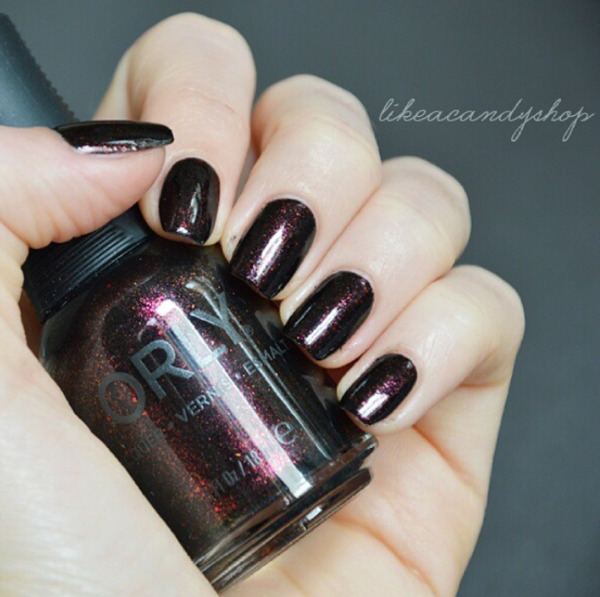 Nail polish swatch / manicure of shade Orly Darkest Shadow
