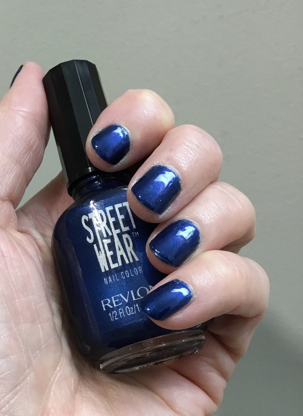 Nail polish swatch / manicure of shade Revlon Midnight (Street Wear)