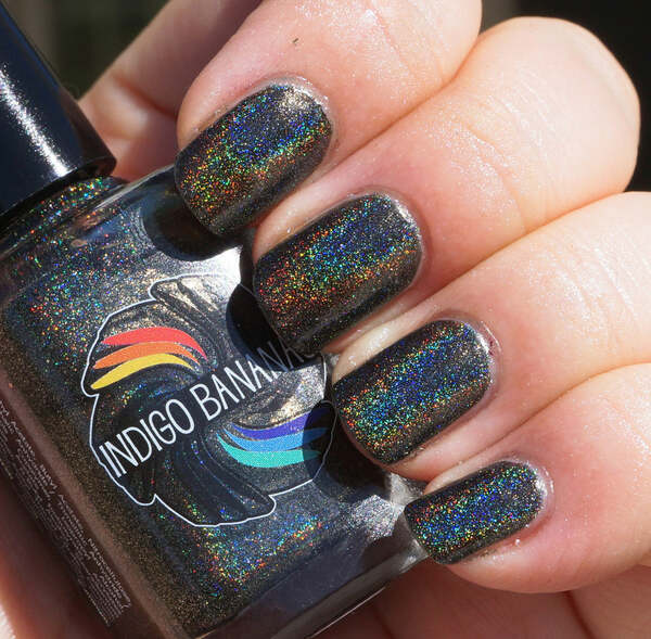 Nail polish swatch / manicure of shade Indigo Bananas Olive Time and Space