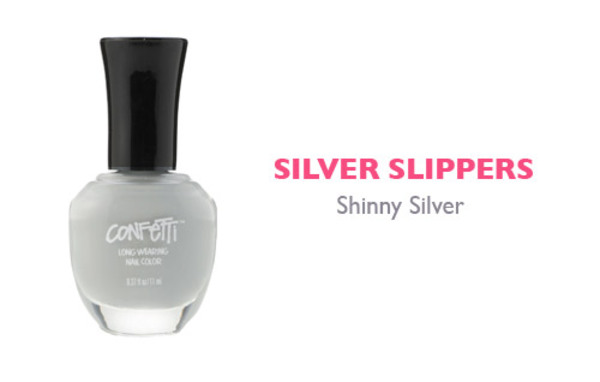 Nail polish swatch / manicure of shade Confetti Silver Slippers