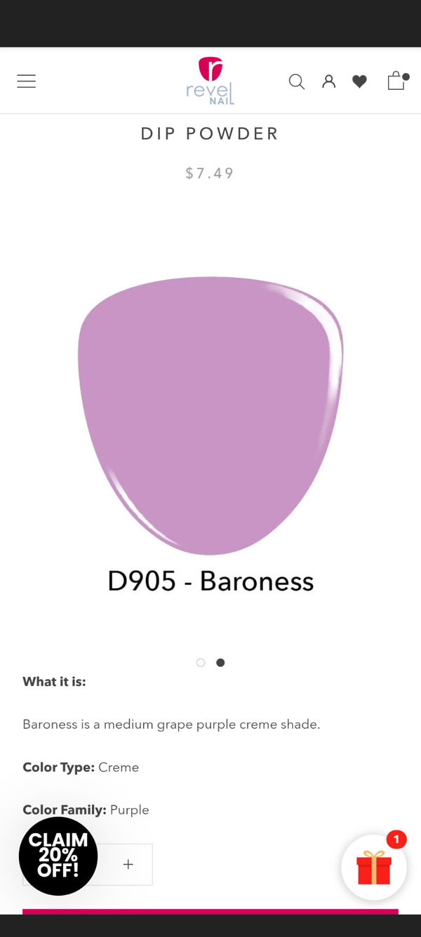 Nail polish swatch / manicure of shade Revel Baroness