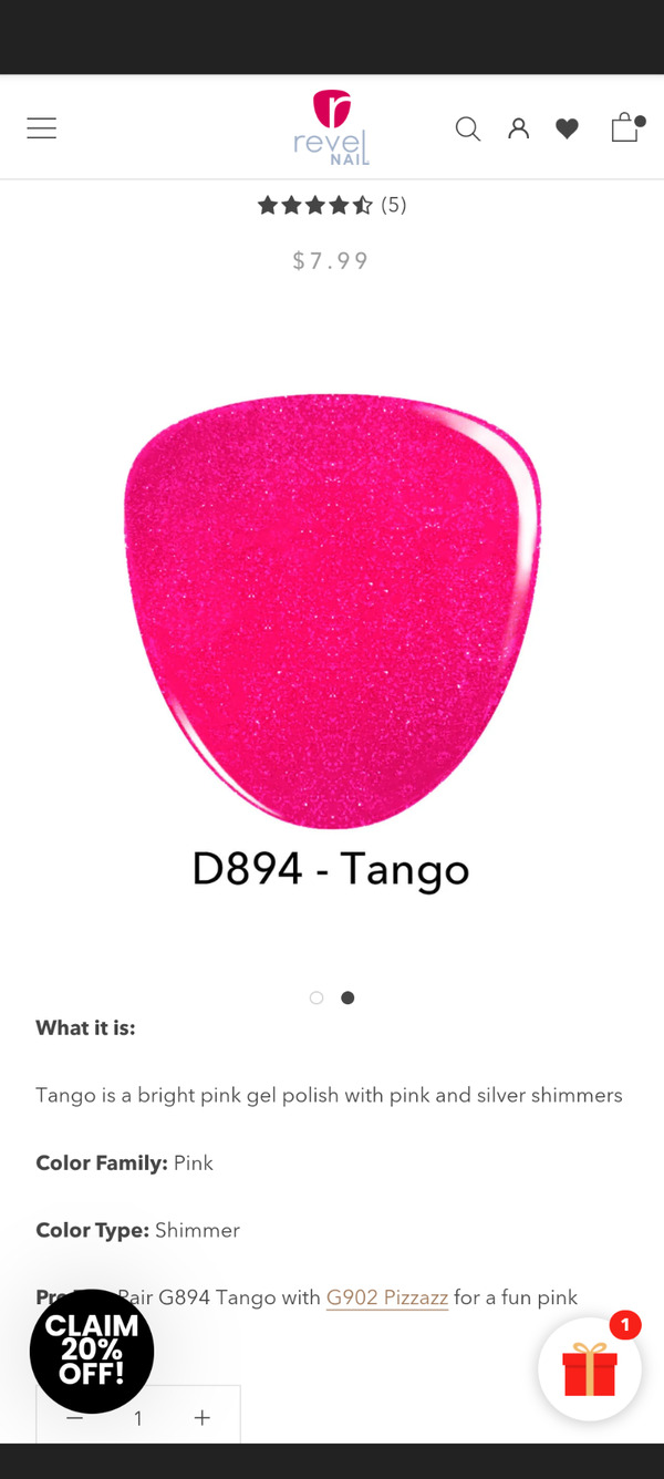 Nail polish swatch / manicure of shade Revel Tango