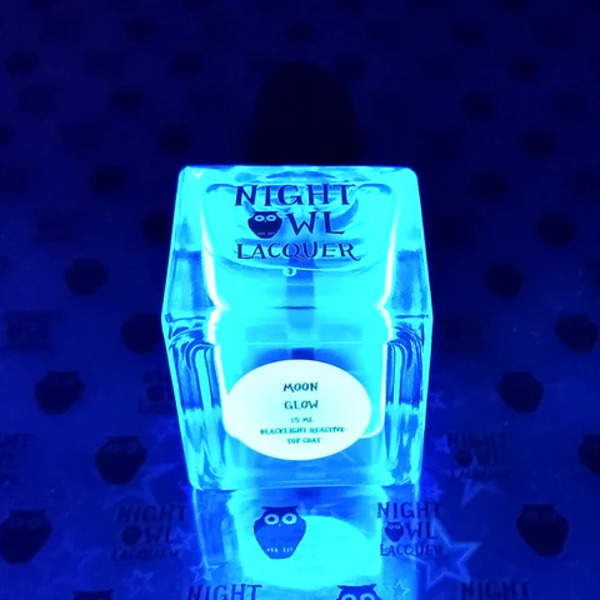 Nail polish swatch / manicure of shade Night Owl Lacquer Moon Glow