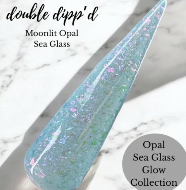Nail polish swatch / manicure of shade Double Dipp'd Moonlit Opal Sea Glass