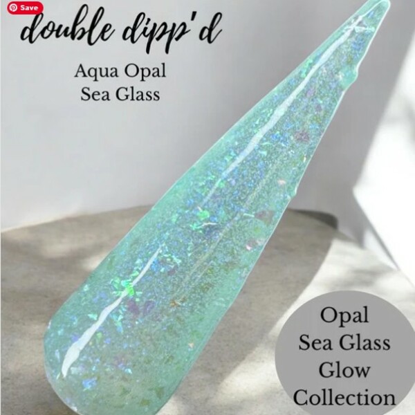 Nail polish swatch / manicure of shade Double Dipp'd Aqua Opal Sea Glass