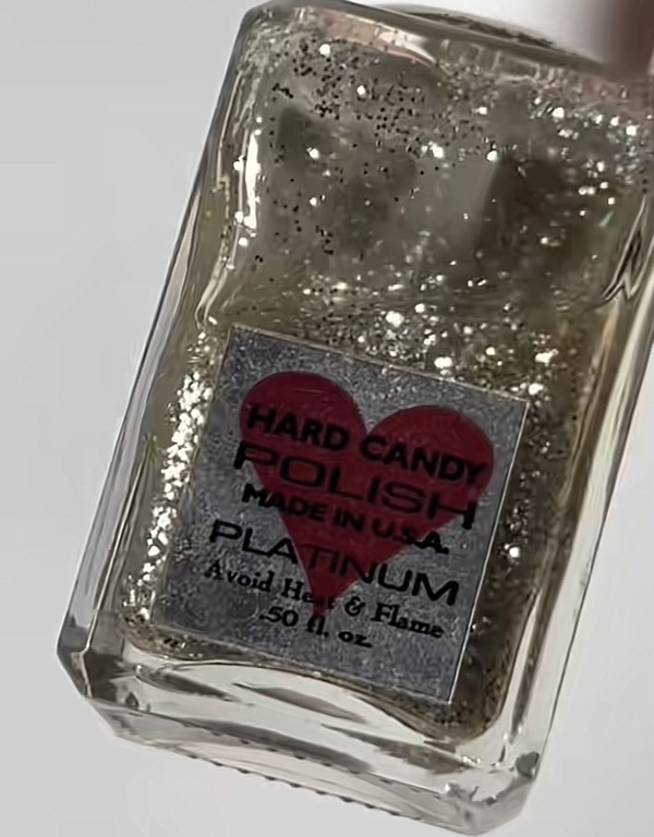 Nail polish swatch / manicure of shade Hard Candy Platinum