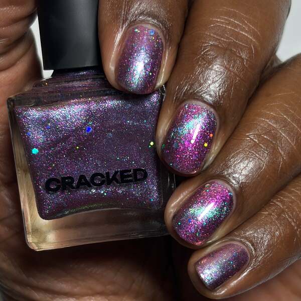 Nail polish swatch / manicure of shade Cracked Purple Party Monster