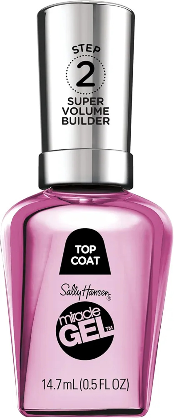 Nail polish swatch / manicure of shade Sally Hansen Miracle Gel Super volume builder top coat
