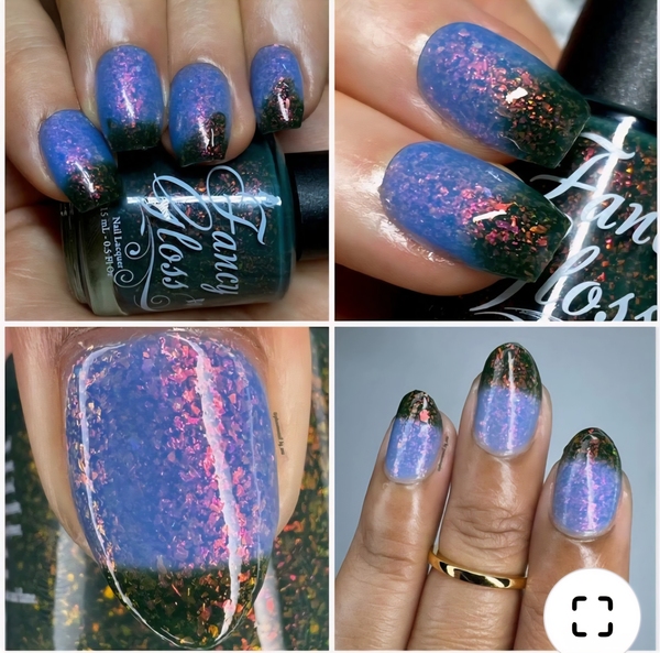 Nail polish swatch / manicure of shade Fancy Gloss Jungle Dew