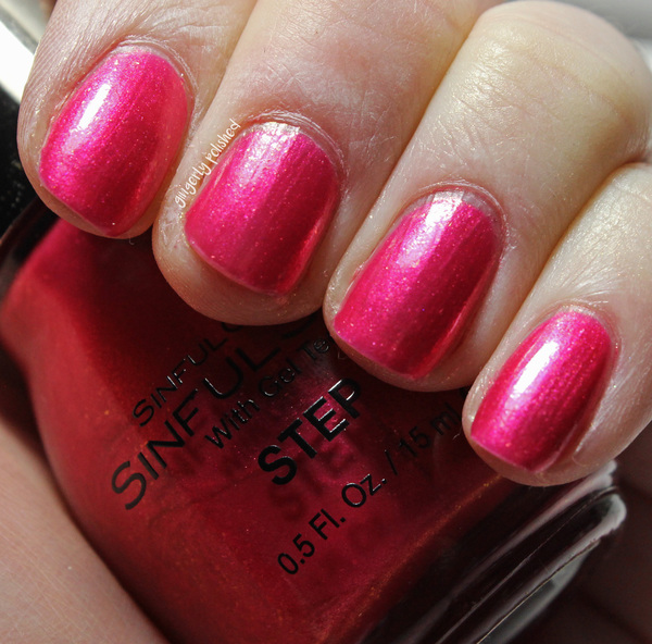 Nail polish swatch / manicure of shade Sinful Colors Flambeaux Pink