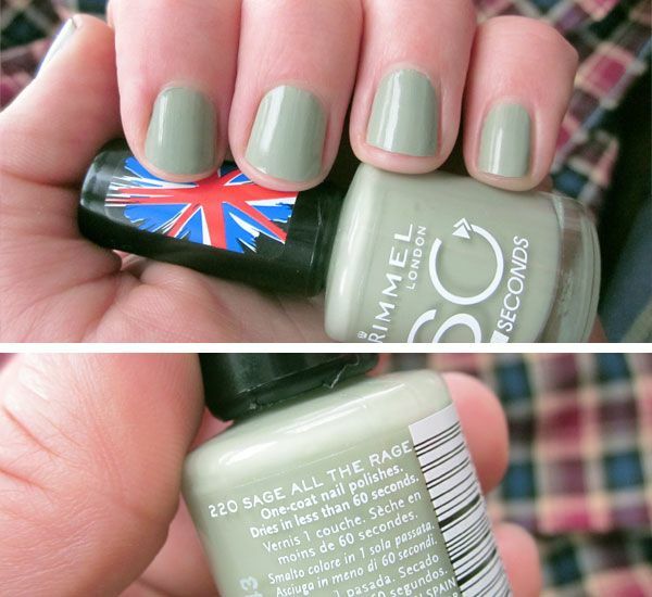 Nail polish swatch / manicure of shade Rimmel Sage all the Rage