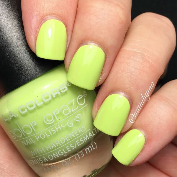 Nail polish swatch / manicure of shade LA Colors Color Craze Citron