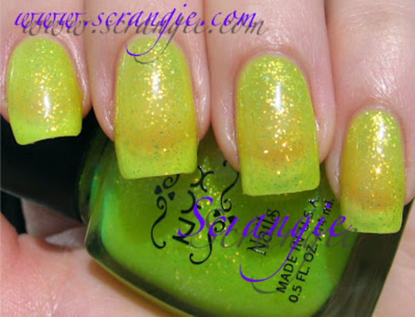 Nail polish swatch / manicure of shade NYX Girls Rainbow Sparkle