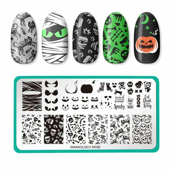 Nail polish swatch / manicure of shade Maniology Halloween: Bad to the Bone (m158)