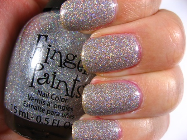 Nail polish swatch / manicure of shade FingerPaints Sparkle and Snowflake
