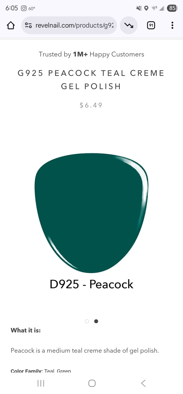 Nail polish swatch / manicure of shade Revel Peacock