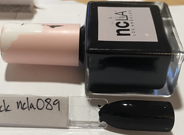 Nail polish swatch / manicure of shade NCLA Back to Black