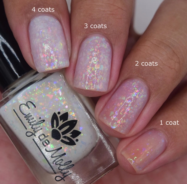 Nail polish swatch / manicure of shade Emily de Molly Sheer Tint Opal