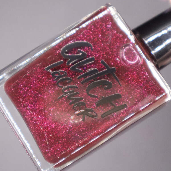 Nail polish swatch / manicure of shade Glitch Lacquer Shadow Ruby