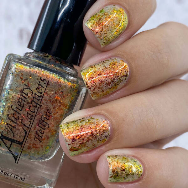 Nail polish swatch / manicure of shade Alchemy Lacquers Hellfire