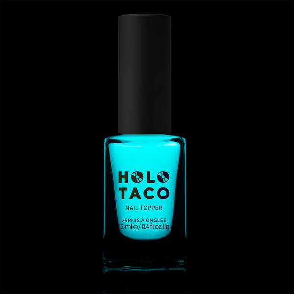 Nail polish swatch / manicure of shade Holo Taco Aqua Glow In The Dark Taco