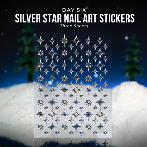 Nail polish swatch / manicure of shade Holo Taco Silver Star Nail Art Stickers