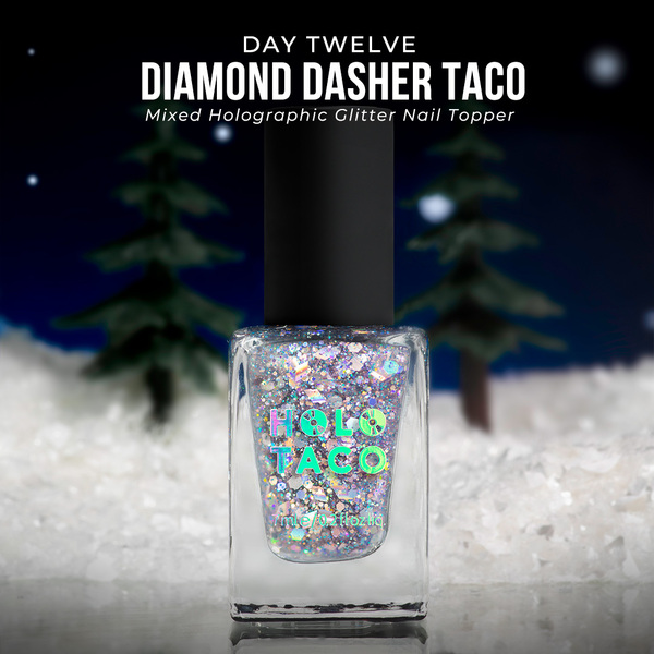 Nail polish swatch / manicure of shade Holo Taco Diamond Dasher Taco