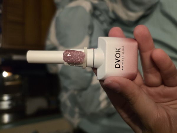 Nail polish swatch / manicure of shade Dvok Pink scotch