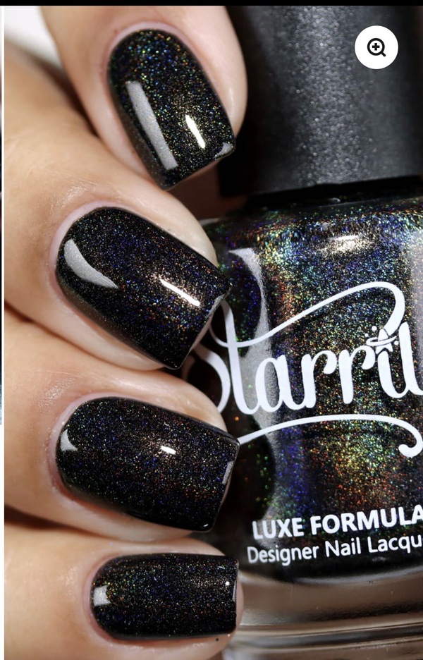 Nail polish swatch / manicure of shade Starrily Black Magic
