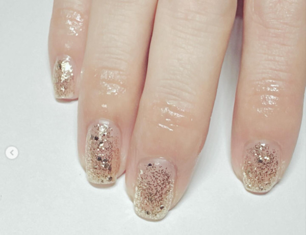Nail polish swatch / manicure of shade AC Makeup Tokyo Gold Glitter