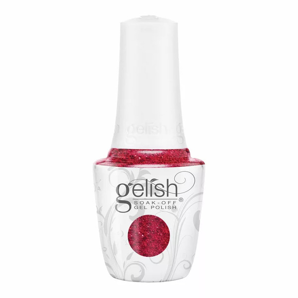 Nail polish swatch / manicure of shade Gelish Poinsettia Stardust