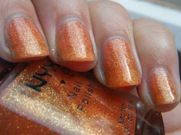 Nail polish swatch / manicure of shade NYX Girls Florida Orange