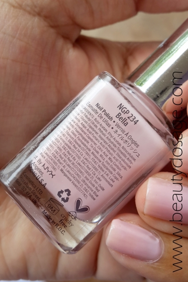 Nail polish swatch / manicure of shade NYX Girls Bella