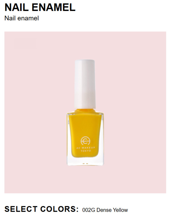 Nail polish swatch / manicure of shade AC Makeup Tokyo Dense Yellow