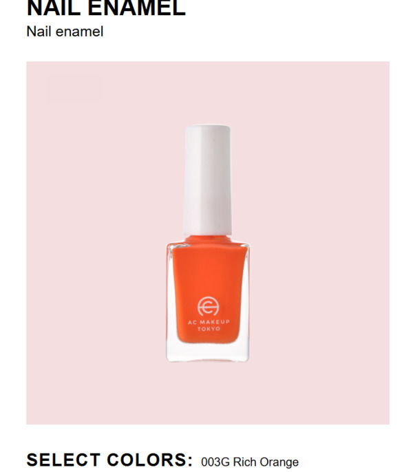 Nail polish swatch / manicure of shade AC Makeup Tokyo Rich Orange