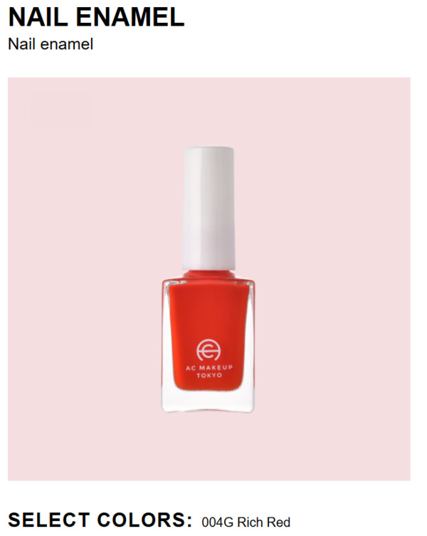 Nail polish swatch / manicure of shade AC Makeup Tokyo Rich Red