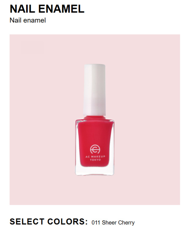 Nail polish swatch / manicure of shade AC Makeup Tokyo Sheer Cherry