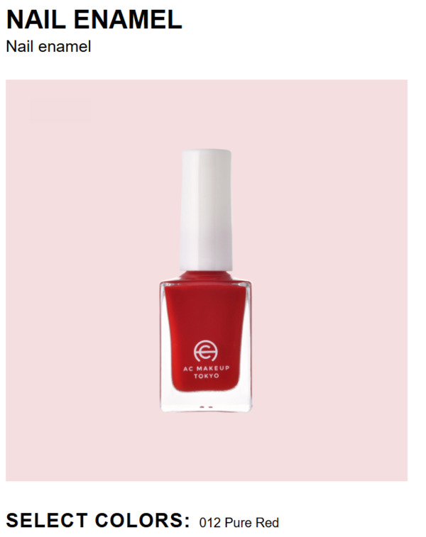 Nail polish swatch / manicure of shade AC Makeup Tokyo Pure Red